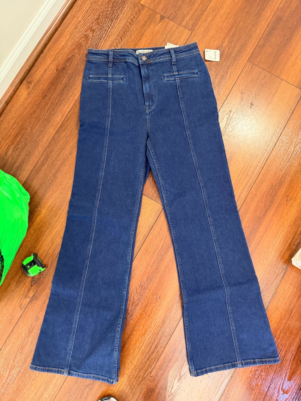 We The Free Dark Blue Flare Jeans plaid stars